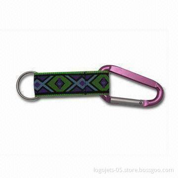 Web Strap with PVC Label and D-type Key Ring, Customized Logos are Accepted